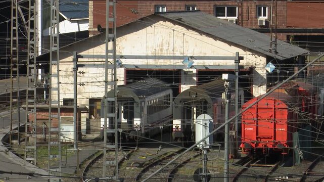 Passenger train arriving at abando station in bilbao