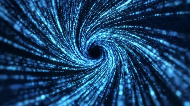 Digital tunnel of blue light data.