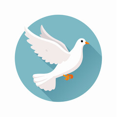 Obraz premium White Dove Flying in Blue Circle Icon
