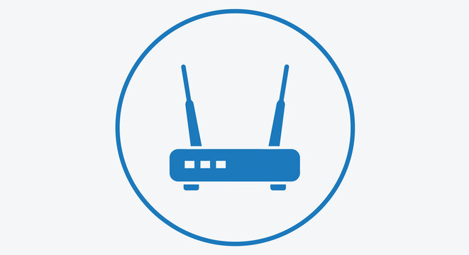 router icon in blue circle on white background