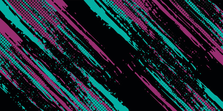 Car sticker wrap banner abstract sporty lines pink blue greenish grunge color combination brush storm thunder modern pattern racing motorsport. eps10.