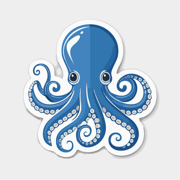 Cute Blue Octopus Illustration