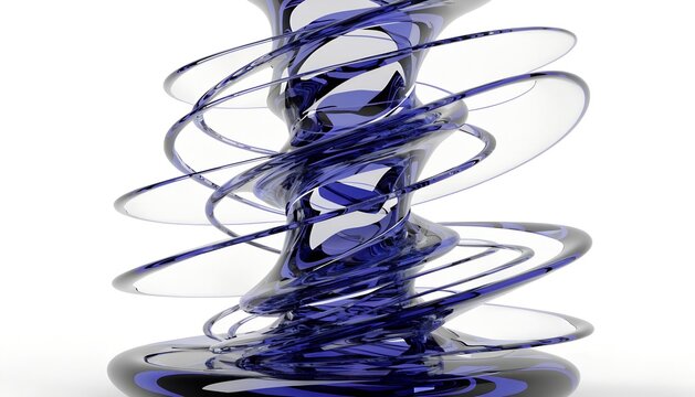 3d glass morphism data flow vortex in blue violet glow