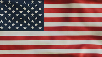 Fototapeta premium USA flag waving in wind close up, full frame background realistic render