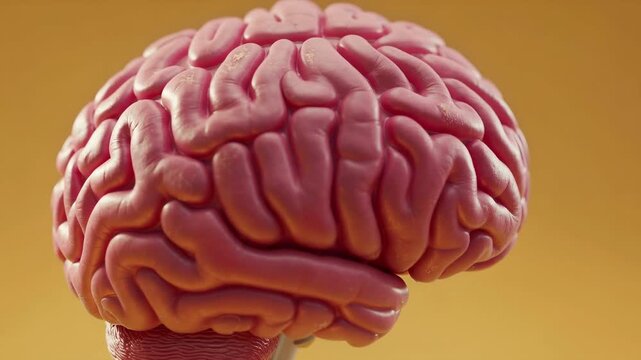 Detailed 3d Render of a Human Brain Model Showing Lobes and Cerebellum Structure for Medical Education and Science Visualization