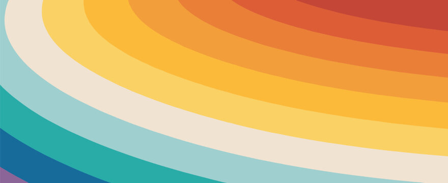 Abstract Diagonal Rainbow Curve with Warm and Cool Color Bands