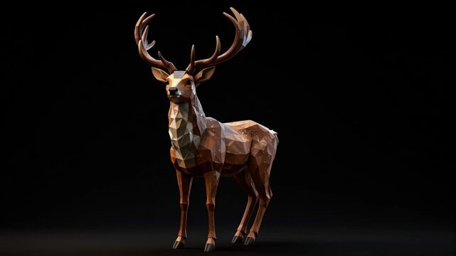 Detailed 3d Render of a Majestic Stag Standing in a Dark Studio Setting for Wildlife Visualization
