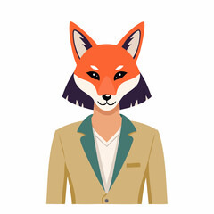Obraz premium Anthropomorphic Fox Character in Business Attire