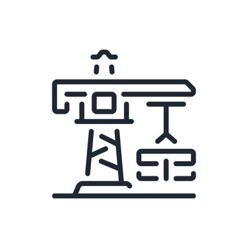 Overhead crane editable stroke outline icon isolated on transparent background flat vector illustration. Pixel perfect.