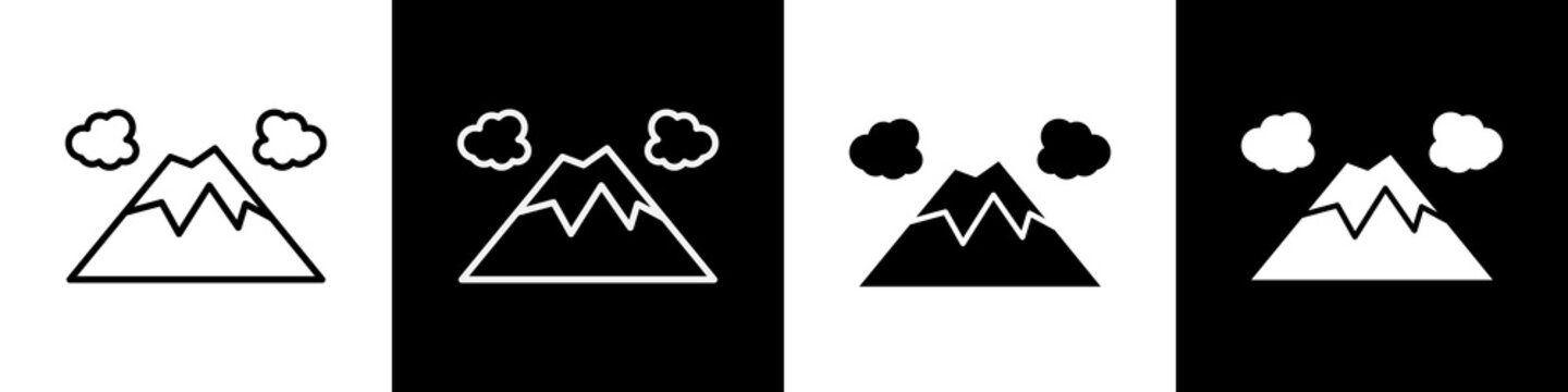 Mount fuji black and white icon design concept