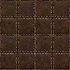Fototapeta premium Brown leather texture background squares.
