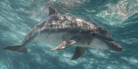 Fototapeta premium Isolated Dolphin Leaping Out of the Ocean