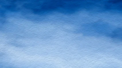 Fotobehang Ombre Cloudy sky painting in blue turquoise and white tones. Sky filled with clouds, painting done in watercolor, abstract light blue textured watercolor background for web banner template page design  © Aleksandr Matveev