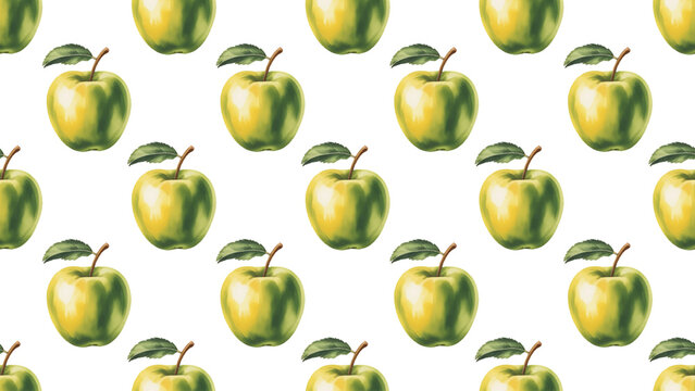 watercolor green apple seamless pattern fresh fruit background, hand painted apple repeat pattern minimal organic design, green apple watercolor pattern for fabric and packaging