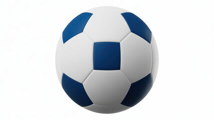 Fototapeta premium Classic soccer ball with white and blue panels isolated on a plain white background, for sports