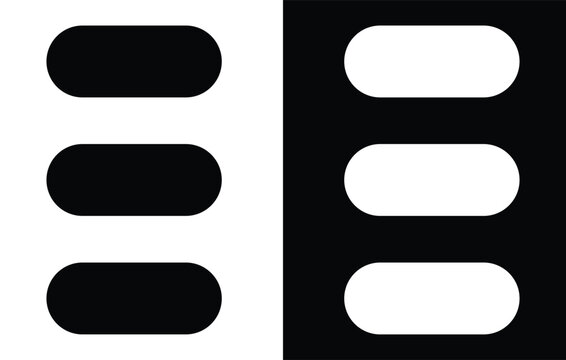 Three horizontal rounded rectangular bars representing a user interface menu button for modern web applications