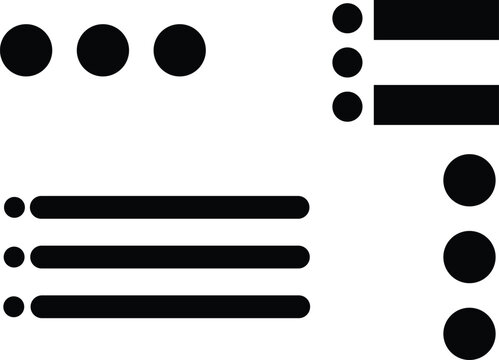 Diverse collection of user interface elements including dots and lines for menus and lists