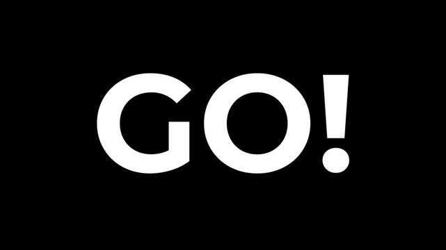 countdown 3 second and text go! timer animation, 3 to 1 countdown video with transparent background, five second to 1 second countdown challenge or race