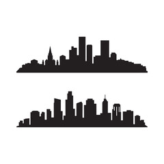 Obraz premium City skyline silhouette on white background urban landscape