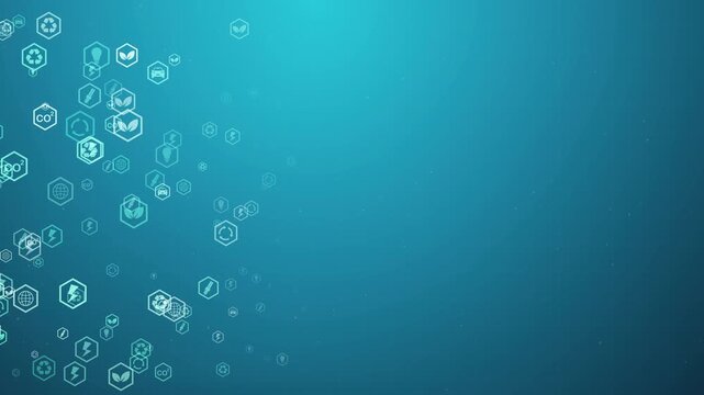 Green energy sustainability icons on climate change background