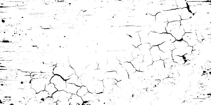 Black and white grunge texture with cracked paint and scratches on a worn surface background