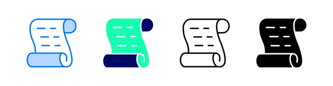 Scroll Multiple Style Icon Set Vector 