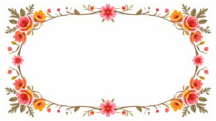 Fototapeta premium vibrant floral frames circular and oval shapes isolated on white decorative design