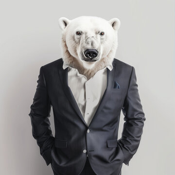 oso polar con traje y corbata