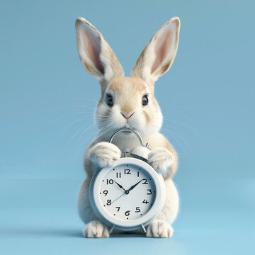 conejo con un reloj entre las manos