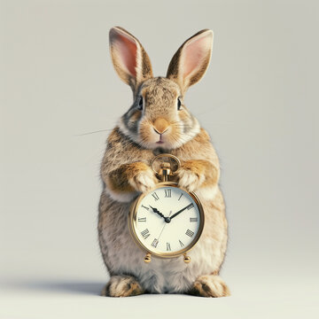 conejo con un reloj entre las manos