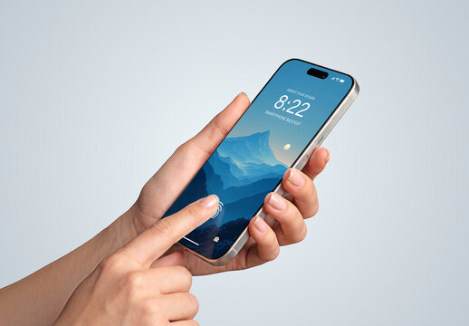 Isolated Woman&rsquo;s Hand Using Modern Mobile Phone Mockup