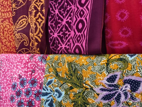 several colors of batik cloth originating from the Java region, Indonesia