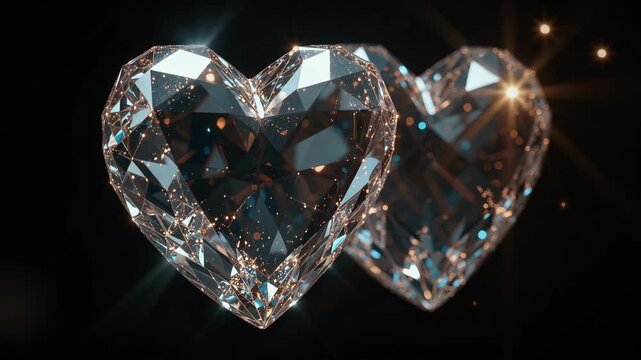 Sparkling Diamond Heart Shape Glowing in Dark Studio Setting for Love and Romance Concept