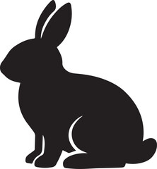 Obraz premium Black silhouette rabbit sitting in relaxed pose Vector