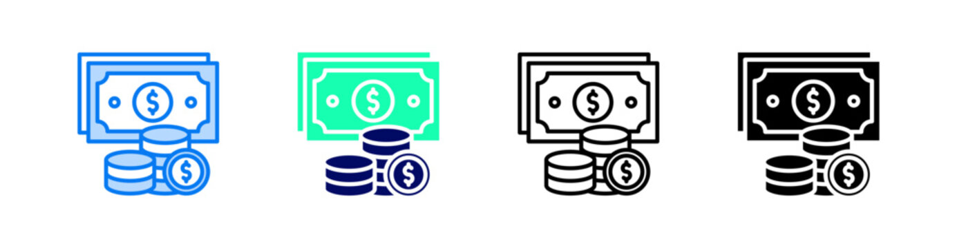 Income Multiple Style Icon Set Vector 