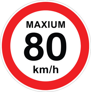 80 kmh speed limit sign Vector