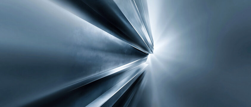Abstract blue motion blur tunnel with bright light ahead, symbolizing speed, technology, future travel, and dynamic digital movement.