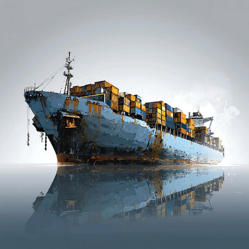 Large container ship sailing forward through calm water, symbolizing global trade, maritime logistics, and international cargo transport.