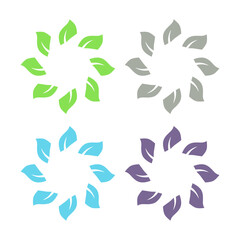 Fototapeta premium GREEN LEAVES IN CIRCLE SIGN SYMBOL LOGO VECTOR