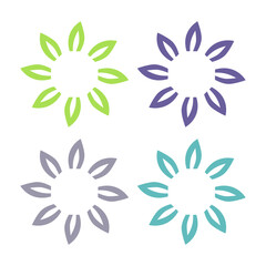 Fototapeta premium GREEN LEAVES IN CIRCLE SIGN SYMBOL LOGO VECTOR