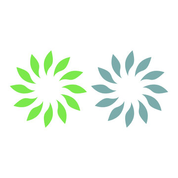 GREEN LEAVES IN CIRCLE SIGN SYMBOL LOGO VECTOR