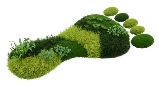 Footprint on green grass background