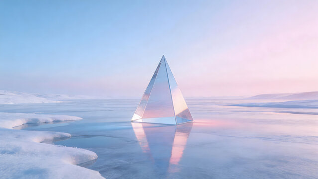 Ice Pyramid in Winter Landscape