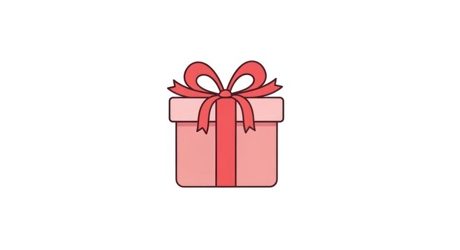Pink gift box illustration on white background present package design