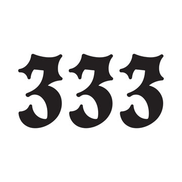 Number 333 black silhouette on a white background