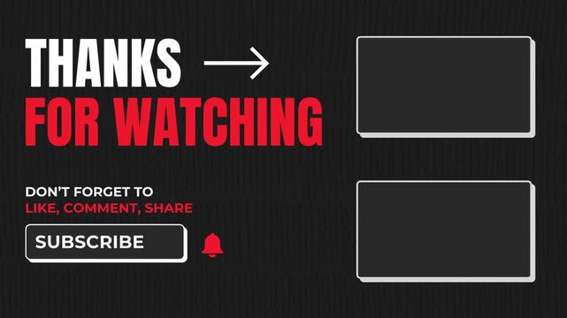 youtube outro template subscribe screen end card animation dark background video ending