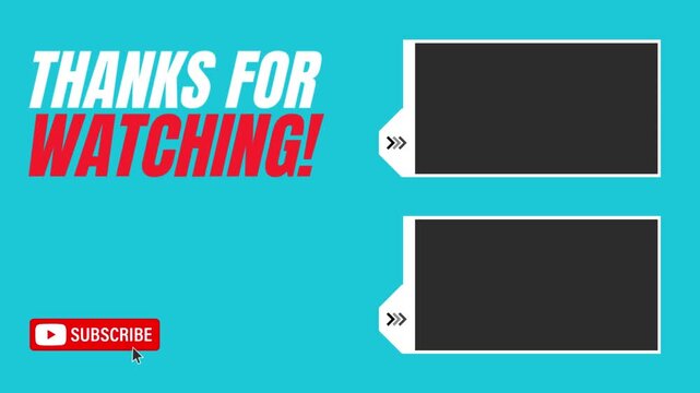 youtube outro end screen template next video boxes subscribe animation blue background