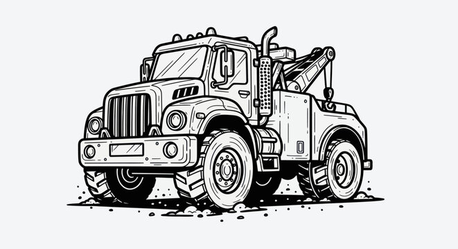 Tow truck illustration on white background