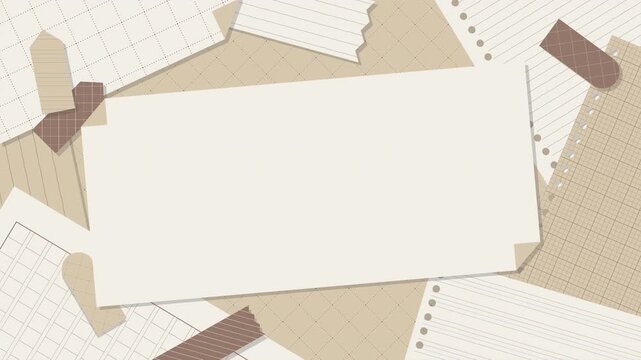 Animated Study Planner Background with Blank Paper, Notebooks and Tape