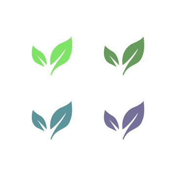 GREEN LEAVES IN CIRCLE SIGN SYMBOL LOGO VECTOR